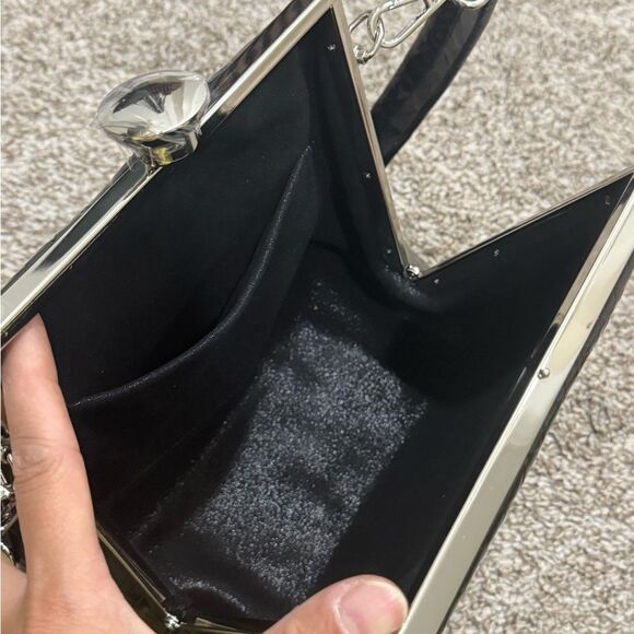 Unique Iridescent Embossed Leather Handmade Push Lock Boxy Bag, Multi Use Style - Picture 15 of 17